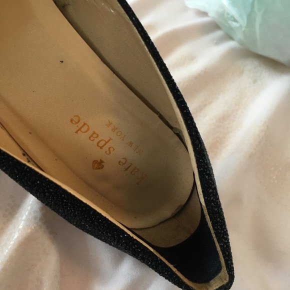 kate spade black glitter heels shoes size 6.5 *PLEASE READ* - Picture 6 of 15